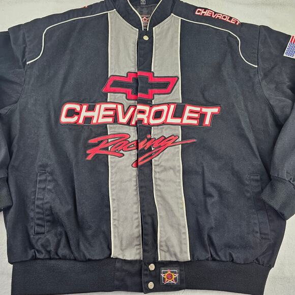 Vintage JH Design Chevrolet Racing Cotton Twill Jacket Black/Gray/Red Size 3XL - Picture 2 of 10